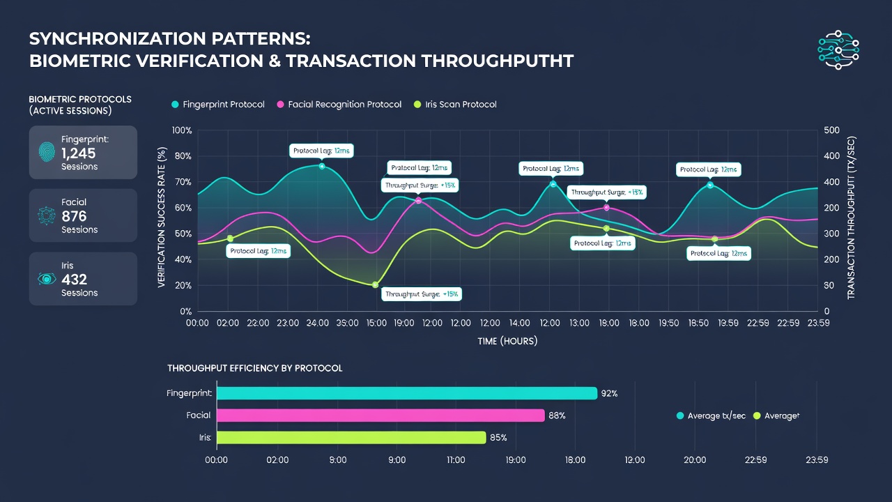 Data visualization of transaction throughput synchronized with biometric verification cycles