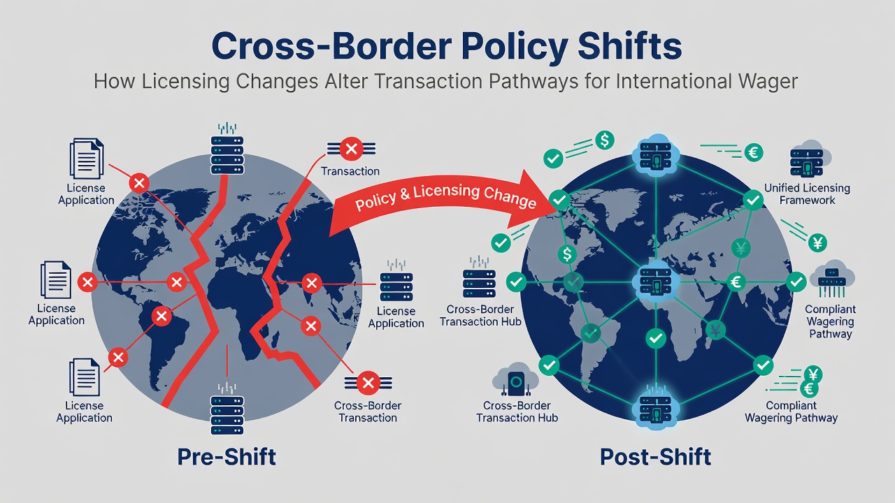Diagram showing altered payment pathways and compliance checkpoints for international bettors