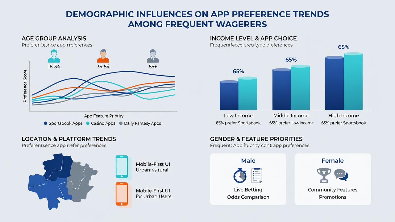Infographic illustrating income and regional differences in betting app usage