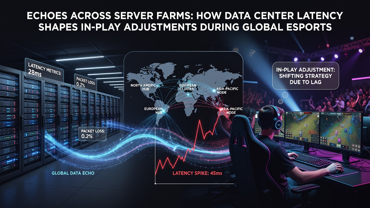 Network operations center monitoring latency metrics during an international esports competition