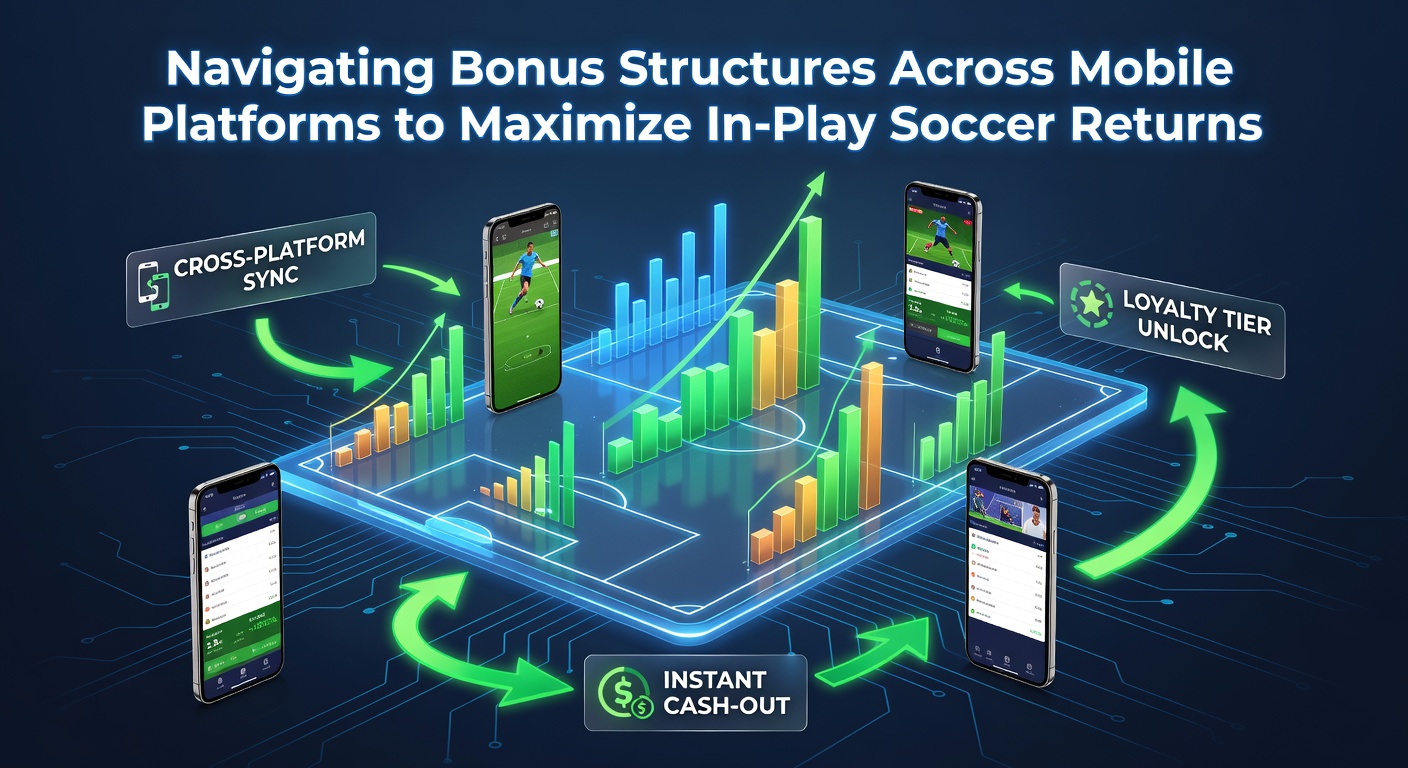 Mobile app interface displaying soccer in-play betting options and bonus notifications