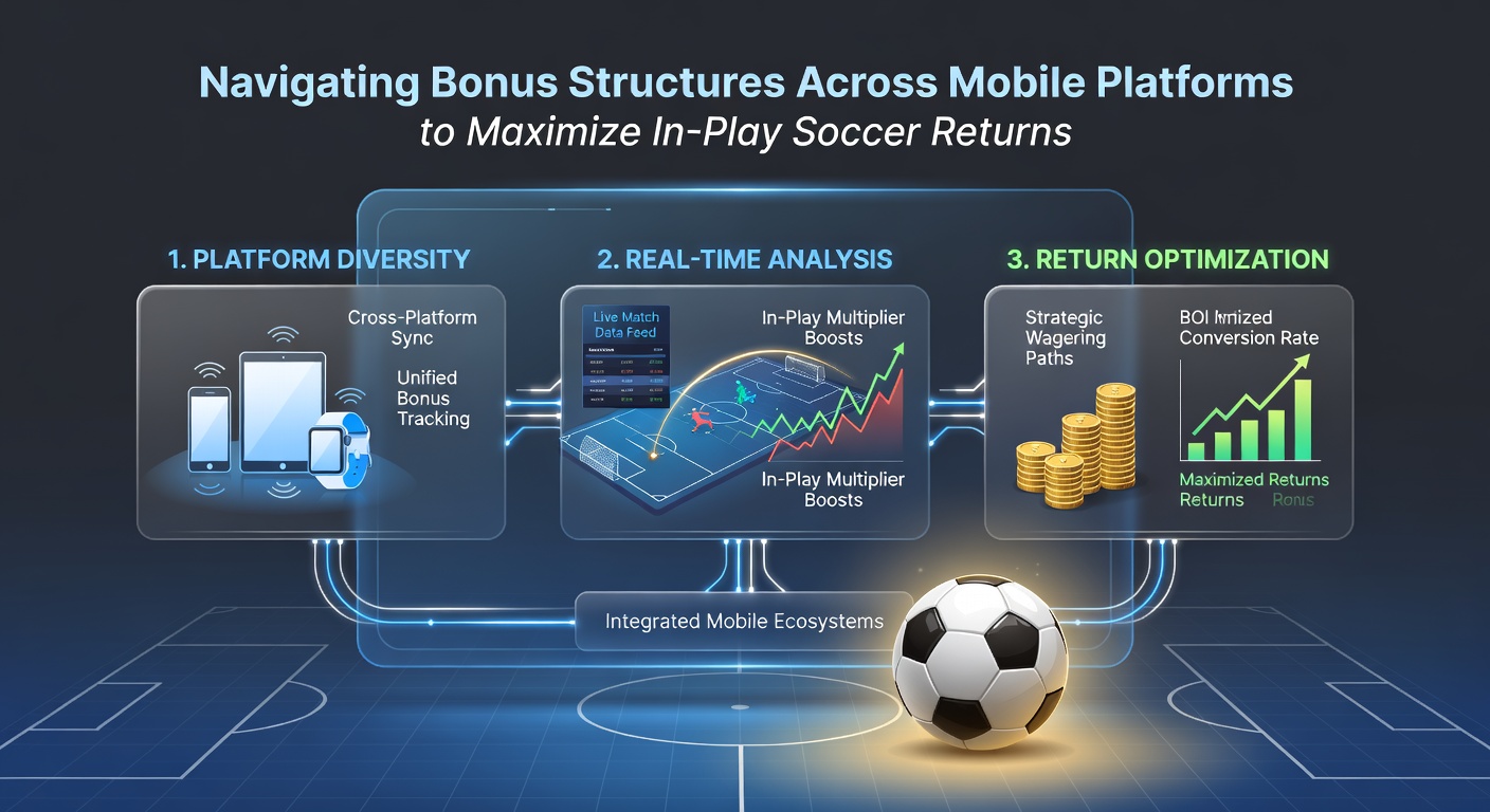 Soccer match in progress with overlaid mobile betting statistics and bonus progress indicators