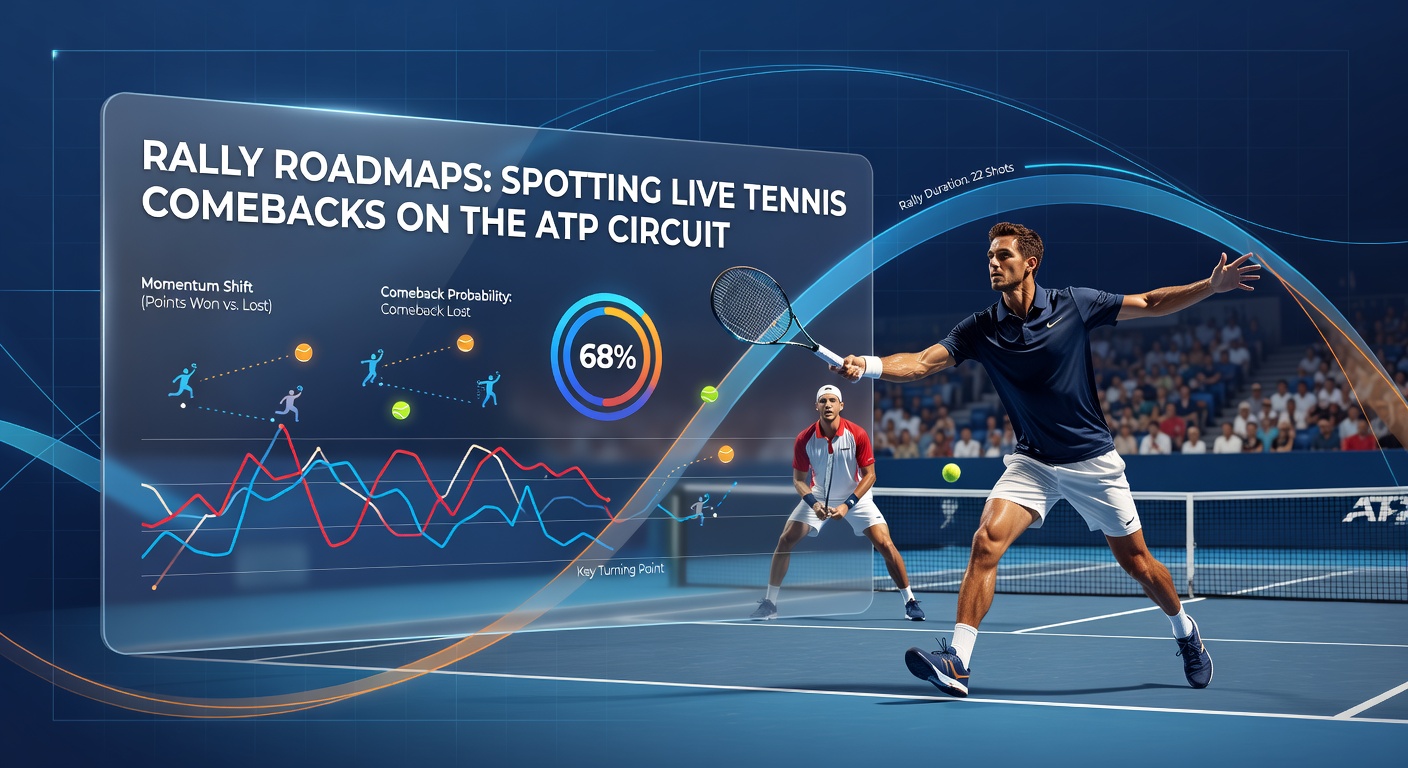 ATP tennis player mid-rally on clay court, showcasing intense comeback moment with crowd in background