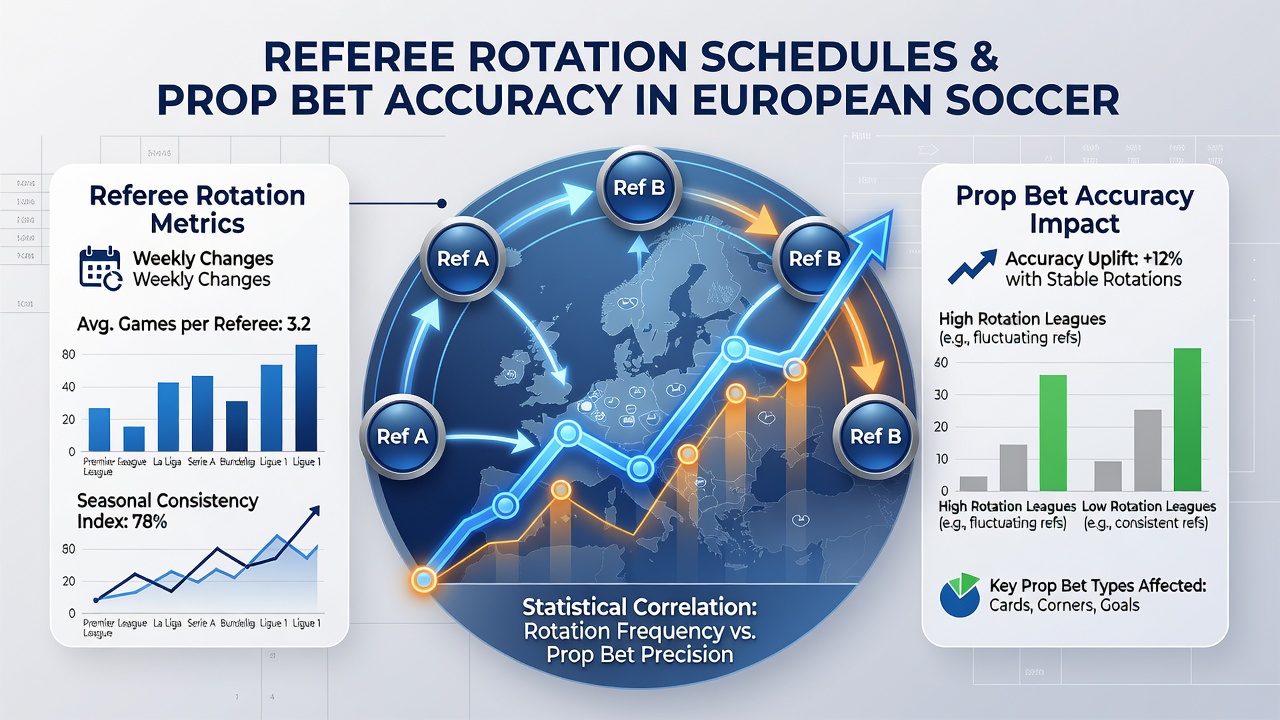 Statistical dashboard displaying referee card averages and prop bet correlation data