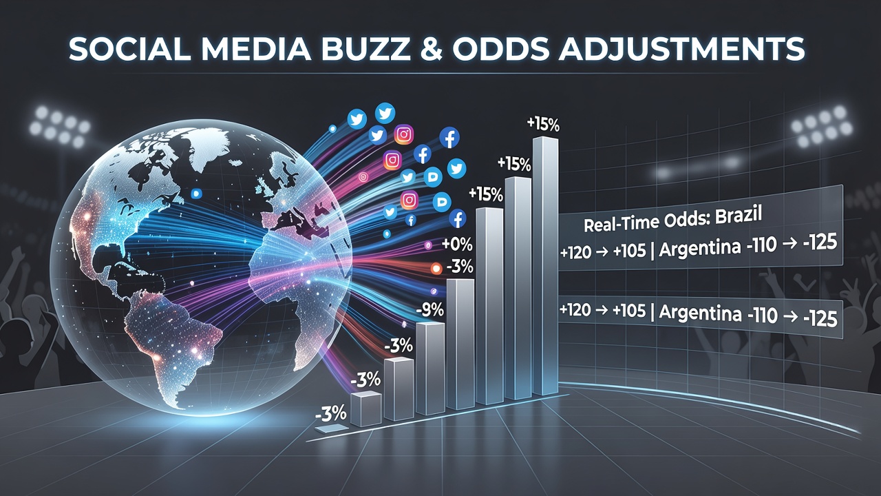 Social media activity influencing live betting odds during an international soccer match