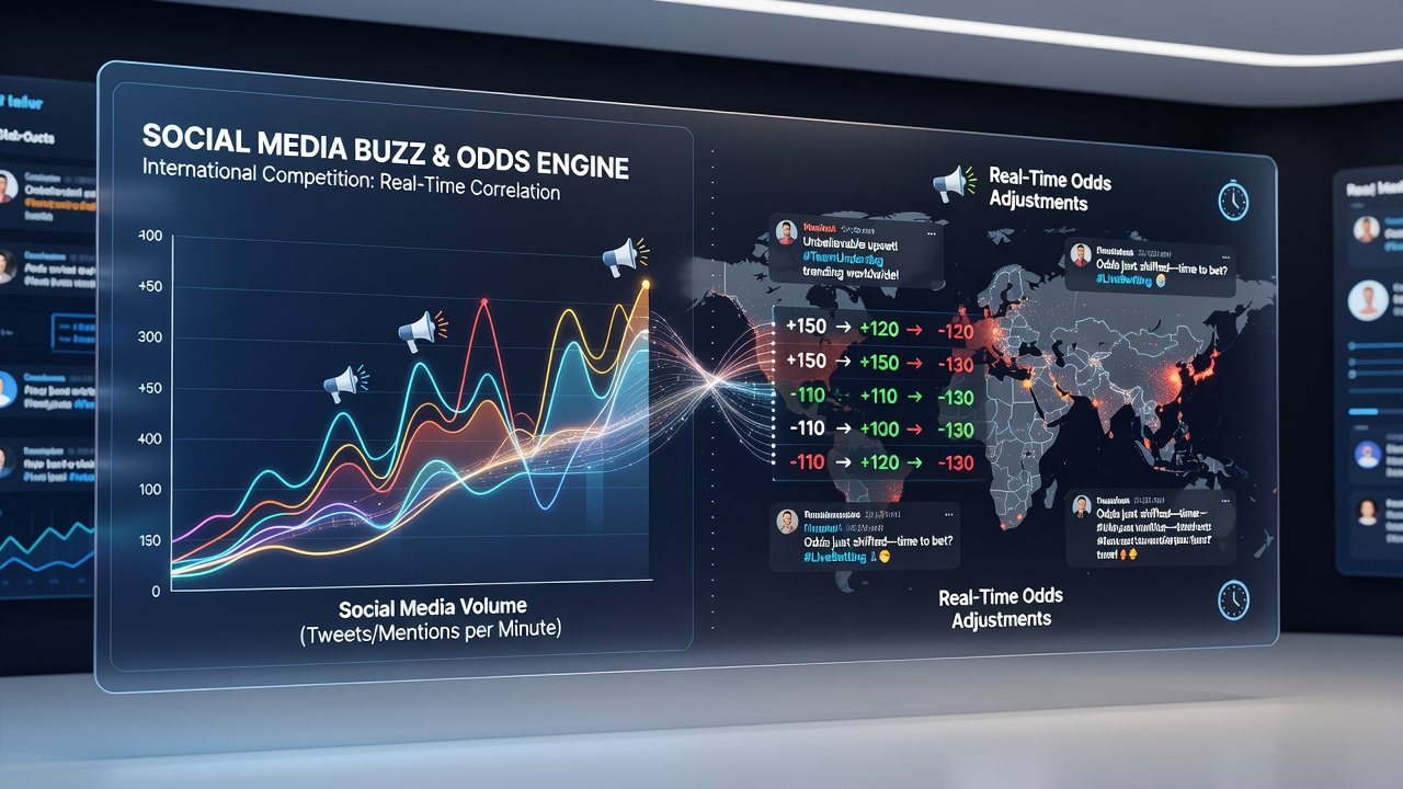 Real-time data analysts monitoring social trends and adjusting international competition odds